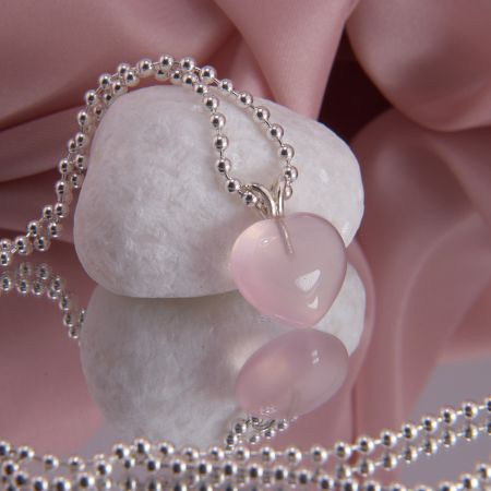 Rosenquarz Herz glatt Rosa Quarz